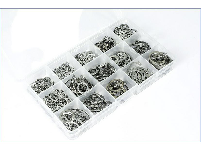 Zestaw pierścieni ustalających wału zewnętrznego ze stali nierdzewnej 304, typ C, DIN471.