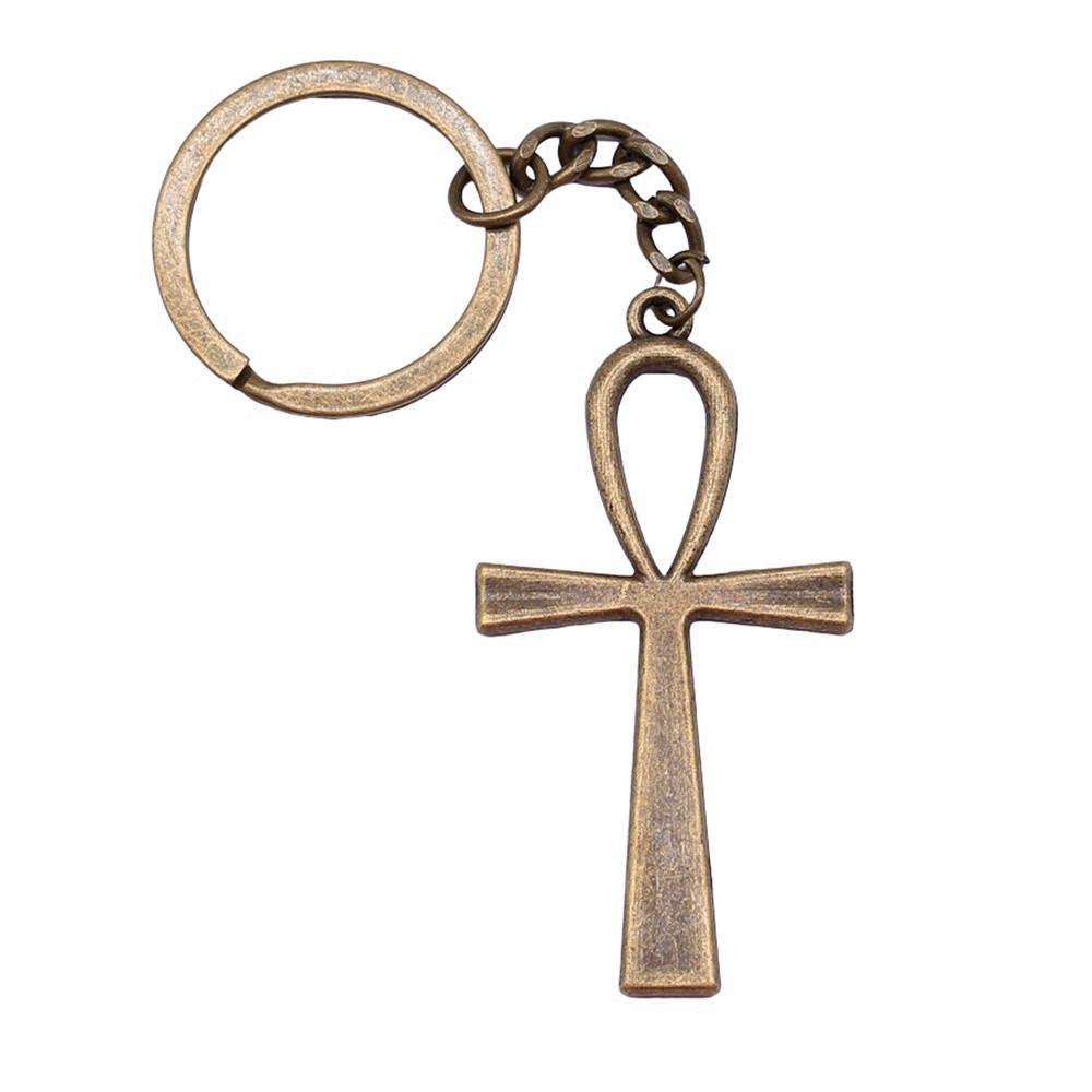 Portachiavi con Ciondolo Croce Ankh Amuleto Egiziano Portachiavi Anello 28mm