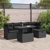 Vidaxl 6-Cz. Gartenmöbel-Set mit Kissen, Schwarzer Polyrattan