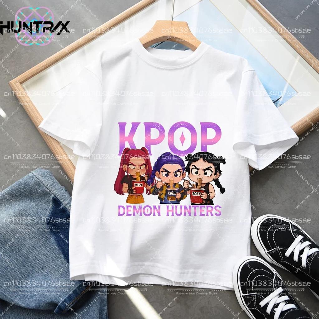 Fashion Casual Kids T-shirt KPop Demon Hunters Cool Girls Tee Top Funny Tshirt Print Kids Tees