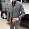 Luomon Men's Slim-Fit Wool Suit Set with Vest
