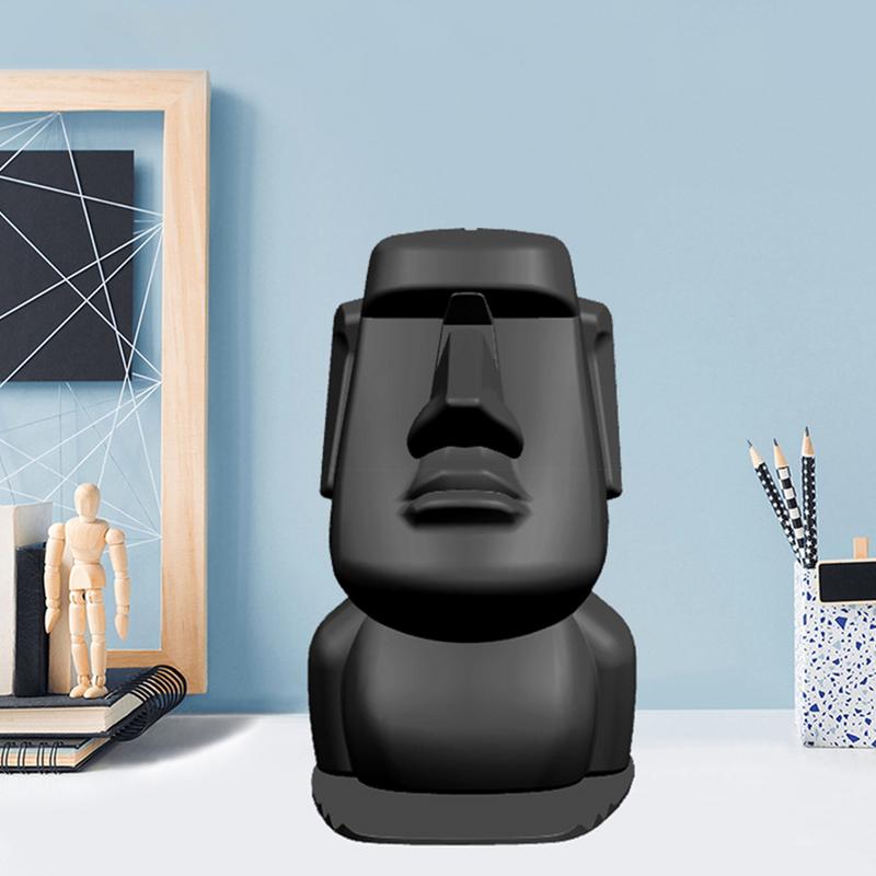 3in1 Creative Phone Holder Glasses Holder Desk Decoration Unique Resin Moai Statue Gift for Birthday Christmas Home Decor