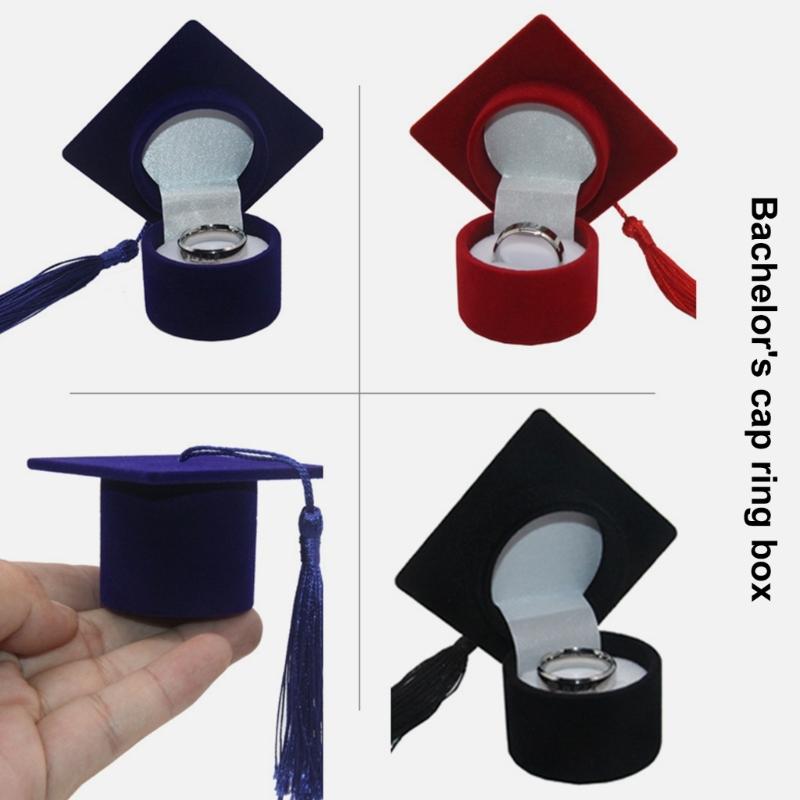 Rings Box Graduation Bachelor Hat Jewelry Packging Box Wedding Engagement Earring for Special Occasion