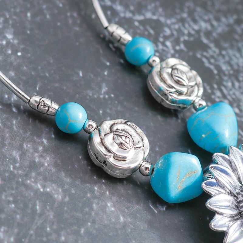 Fashion and Personality Sunflower Necklace Flower Turquoise Necklace Collar Chain