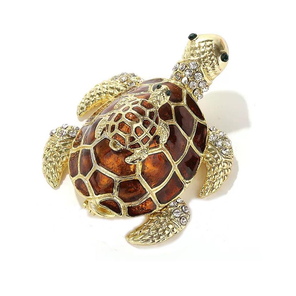 Stylish Metal Turtle Jewelry Box with Diamond Accents - Cute Unisex Home Decor.