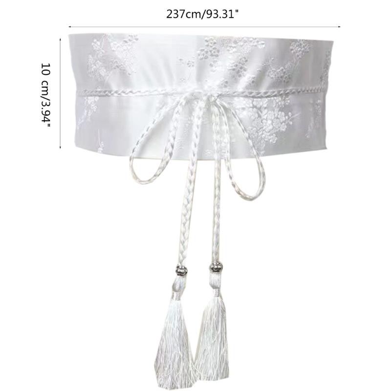 Japanese Style Clothing Kimono Wide Belt Women Sash Tie Streetwear Hanfu Belt Chinese Embroidered Fower Tassel Bandage Belt