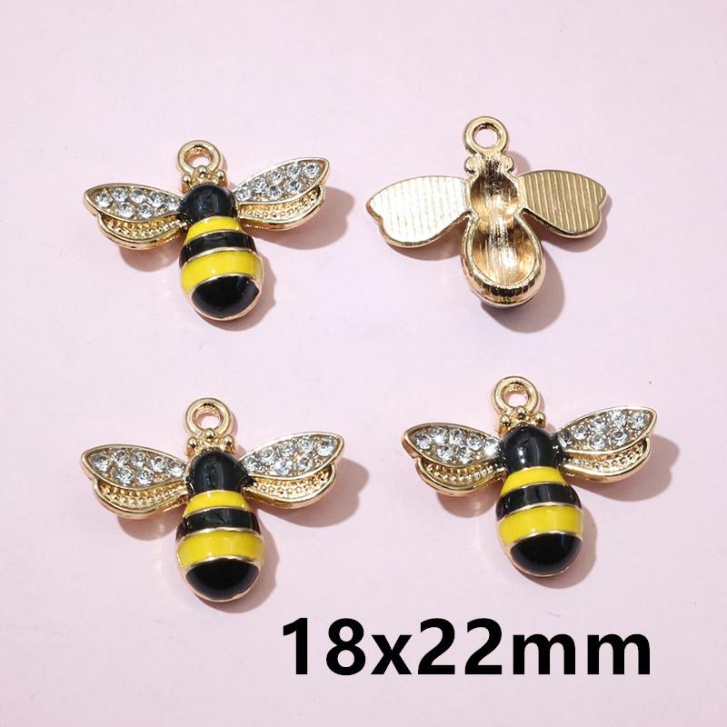 10pcs Enamel Flower Bee Honey Honeycomb Charms Pendant Alloy Metal for Necklace Earrings Bracelet DIY Jewelry Making Accessories