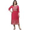 Aurelia Pink Foil Pattern Lace Straight Long Kurta