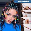 50pcs Mix Colors Silicone Hair Beads for Braids with Rubber Bands and Beader for Braiding DIY Bracelets Necklace Crafts