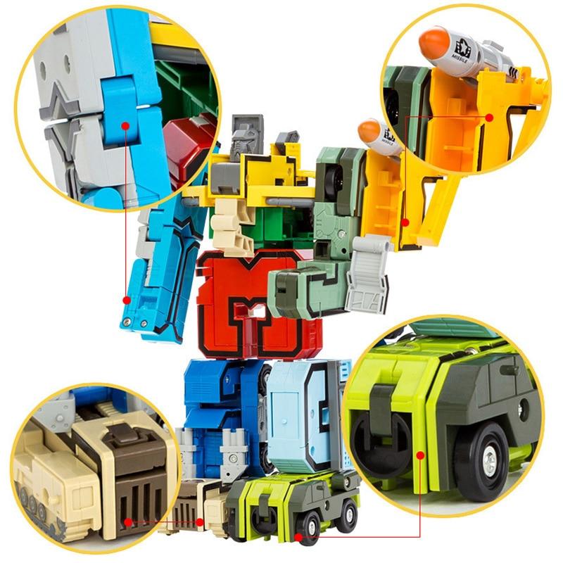 10 PCS Digital Building Blocks Assembly Deformation Robot DIY Blocks Math Letters Montessori Educational Toys for Children Gift NO BOX