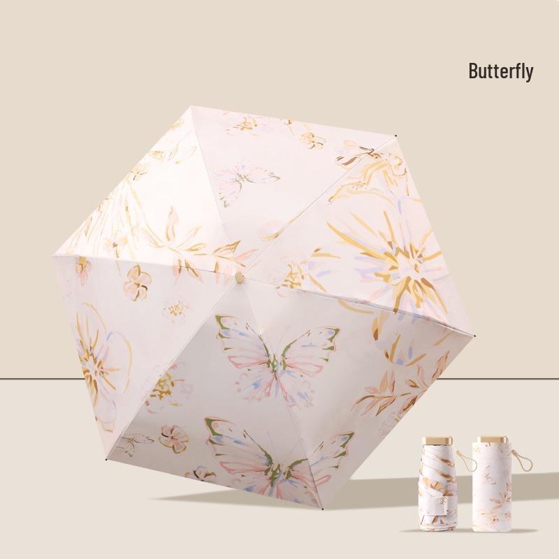 Compact Five-Fold Mini Umbrella: Portable Capsule Design for Sun & Rain, Dual-Use, Anti-UV Protection for Women