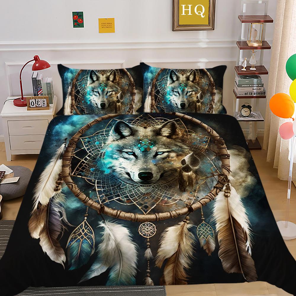 3D Wolf Printing Comforter Cover Set Double Size Microfiber Bedspreads Boy Teen Fashion Home Textiles