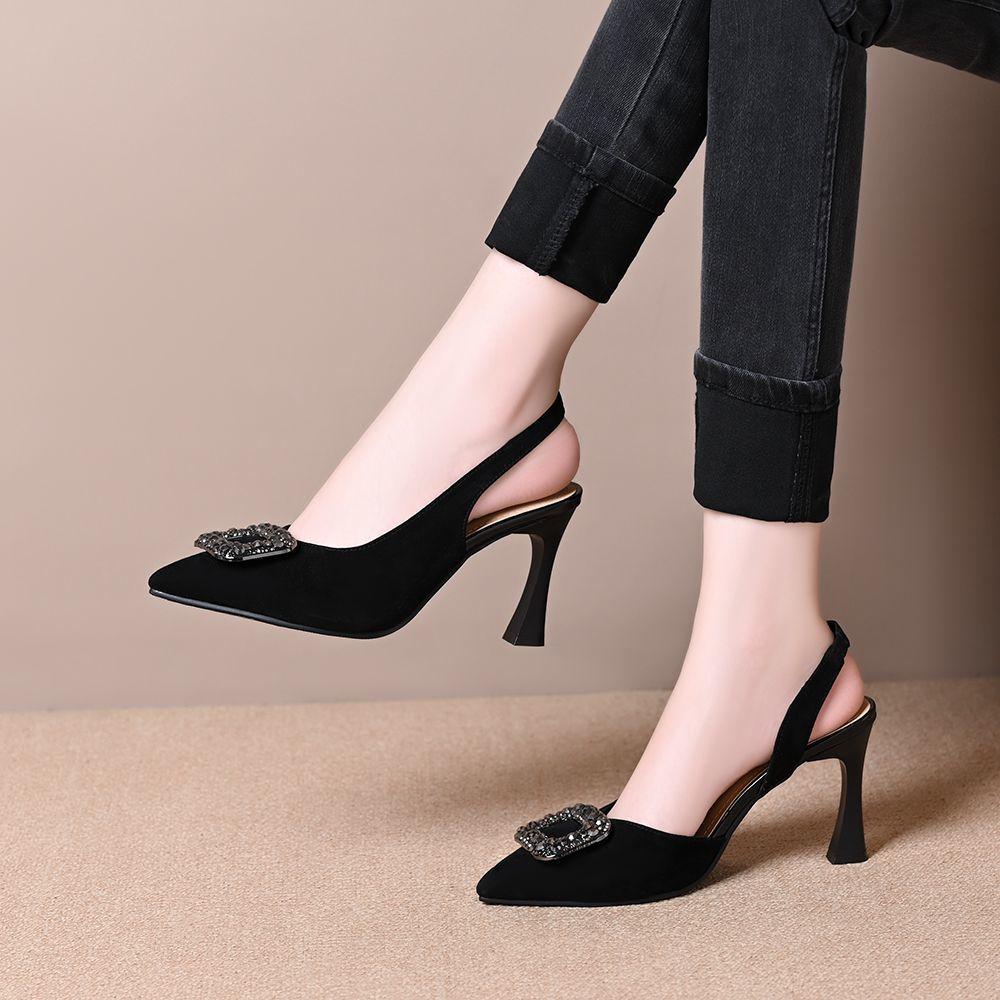 Pointed High Heeled Sandals for Women's Back Air Half Toe Single Shoes Women Shoes Elegant Sandals Women Pumps
