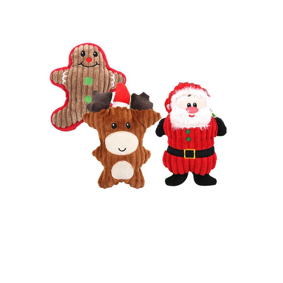 Set of 3 Plush Puppy Dog Toys for Christmas Durable Soft Toys Chew Plush Toys with Squeaky Sound Tooth Play Toys Gift