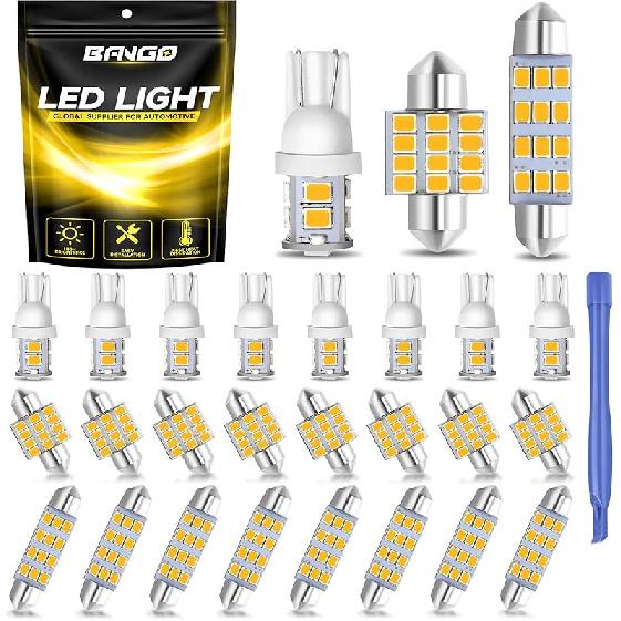 BANGO 24 Pieces Car LED Interior Light Bulbs, Non-Polarity Design with Removal Tool, Suitable for Car Dome Map Door Trunk License Plate Lights, Etc.