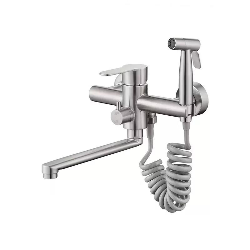 

TLXT Wall-Mounted Kitchen Faucet with Extended Spout and Spray Gun