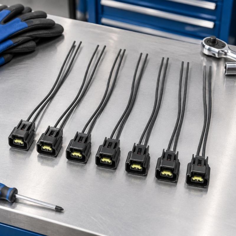 8 Pack Ignition Coil Connector Wiring Pigtail Set with Two-Wire Leads and Latching Housings DJ7022Y-2.3-21