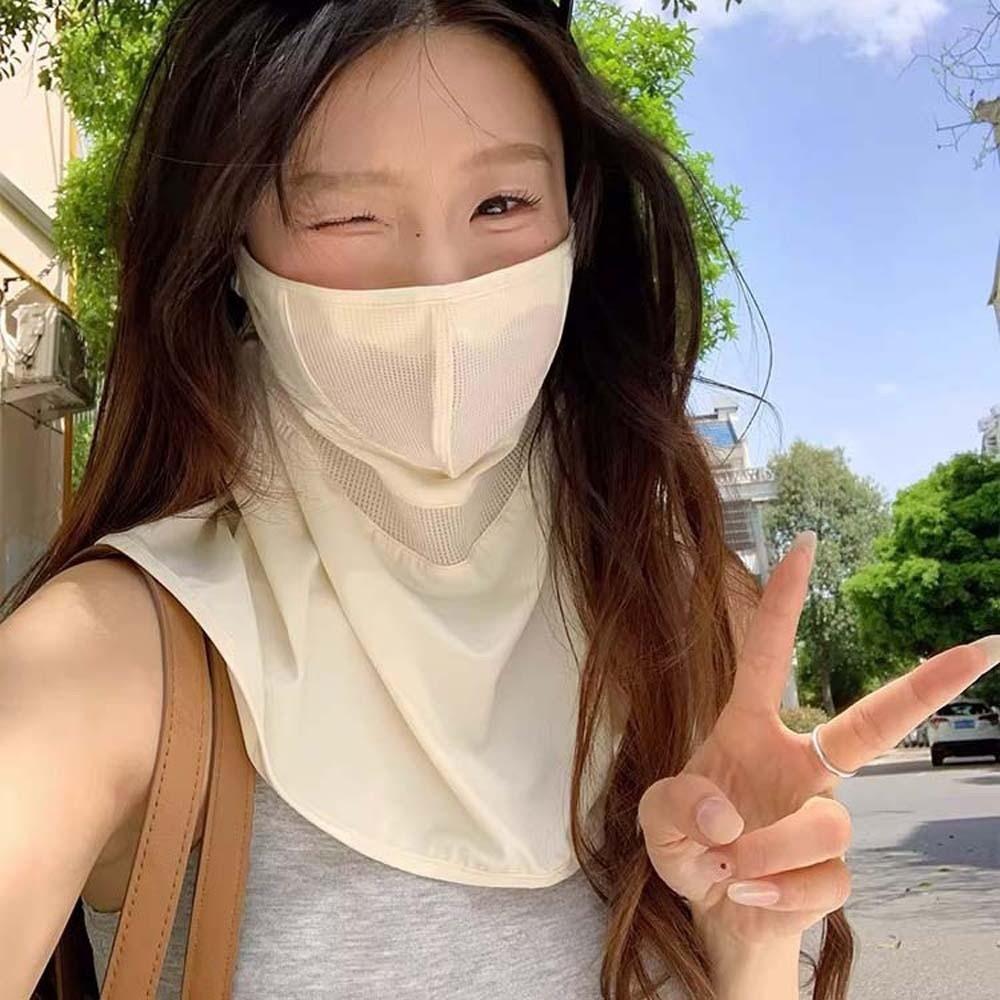 Elastic Neck Sunscreen Mask Ice Silk Breathable Sunshade Mask Face Sun Protection School