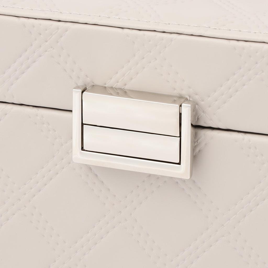 Francfranc Gesteppte Schmuckschatulle, Grau, Doppeltür-Öffnung, mit Spiegel, zur Aufbewahrung von Accessoires