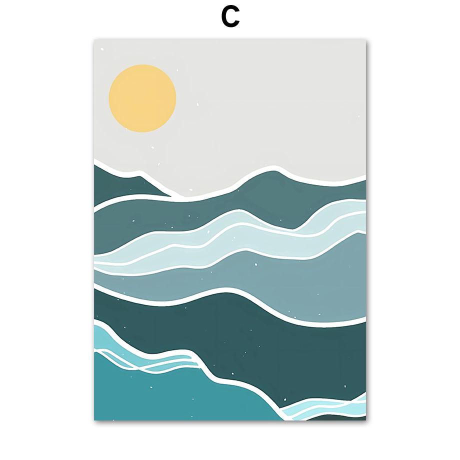 Abstract Minimalist Sea Beach Surfboard Mountain Posters And Prints Wall Art Canvas Painting Wall Pictures For Living Room Decor