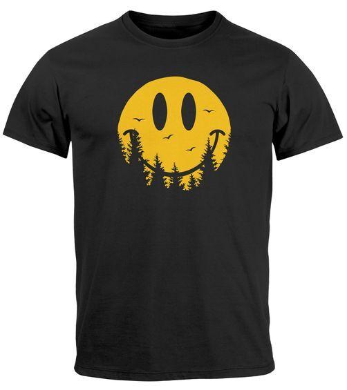 Neverless® Men's T-Shirt Summer Sun Outdoor Motif Funny Smiling Face Forest-