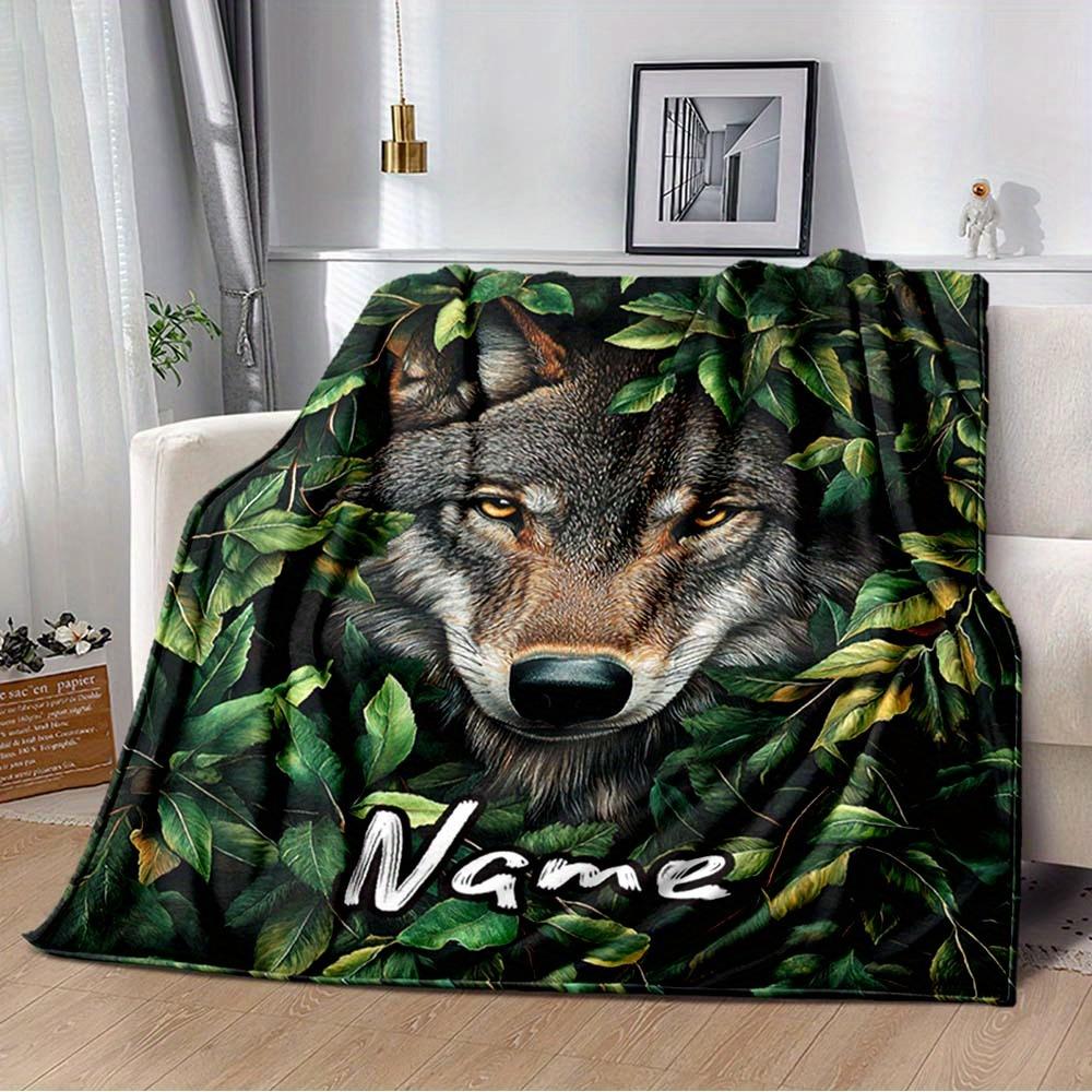 240Gm2 Wolf Customize Your Name Outdoor Blanket Suitable For All Seasons Comfortable And Warm Soft Blanket Suitable For Travel Gifts For Relatives And