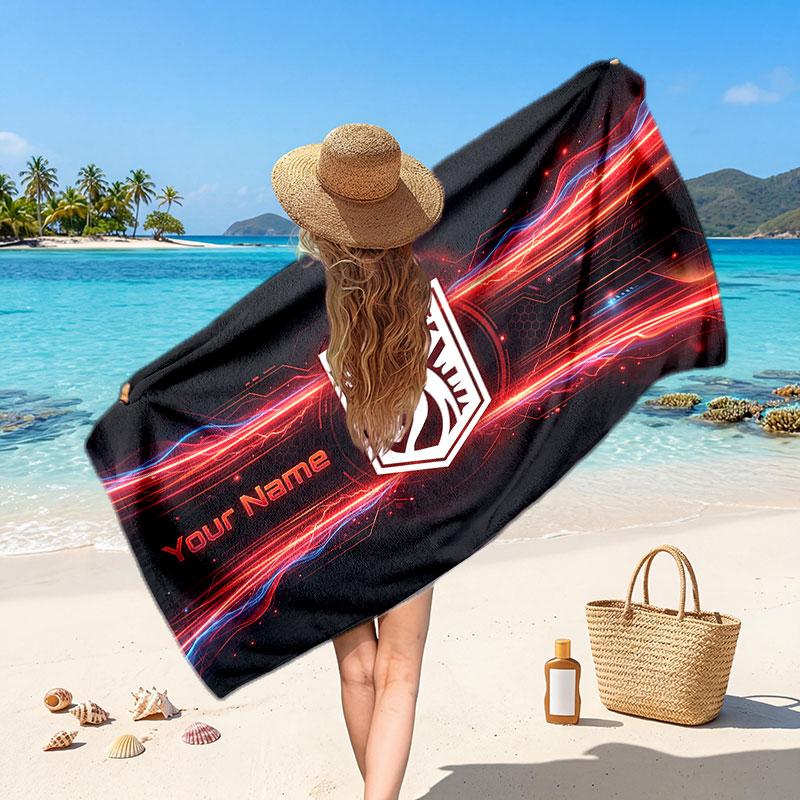 Ipswich Town Benutzerdefiniertes Strandtuch, Personalisierter Name Textdruck, Fußballlogo Weiches Schnelltrocknendes Handtuch Urlaubsgeschenk