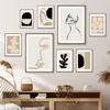 Beige And Black Abstract Line Geometric Face Wall Art Canvas Painting Nordic Posters And Print Decor Pictures For Living Room