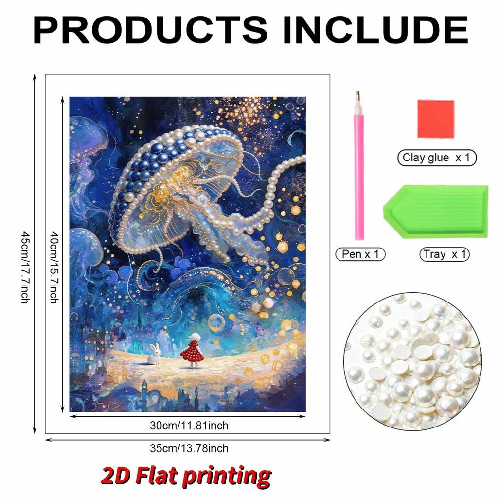 Handgemaltes DIY Perlenbild Quallen-Thema Schlafzimmer Wohnzimmer Rahmenlos Diy Handgemacht Klebende Diamanten Kreatives Leinwandbild