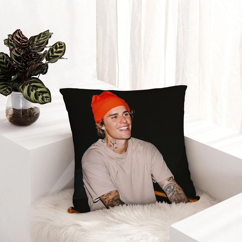 Jessica Chen Unisex J-Justin B -Bieber Pillow Case Plush Fabric Soft Pillowcase Double Sided Print Sofa Cushion Cover Throw Pillow Cover