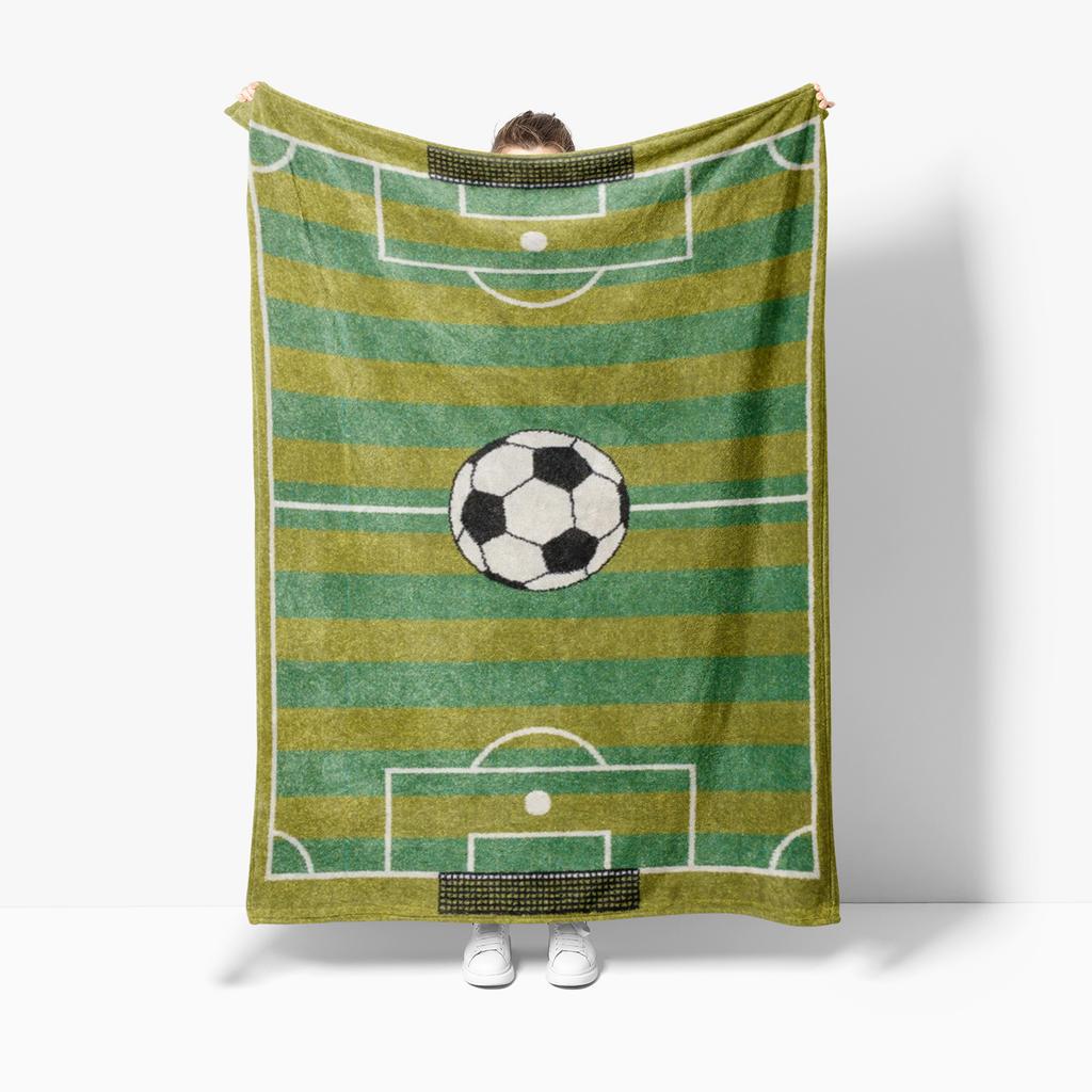Football Field Soccer Sport Cartoon Soft Blanket,Soft Throw Blanket for Home Bedroom Bed Sofa Travel Cover Child Gift