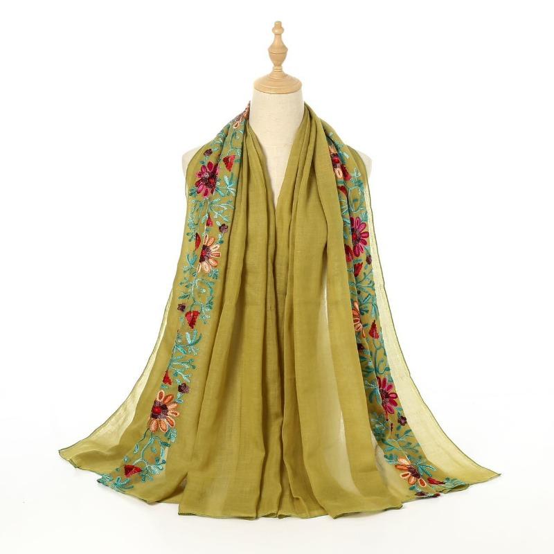 Womens Ethnic Style Embroidered Summer Sun Protection Shawl Scarf