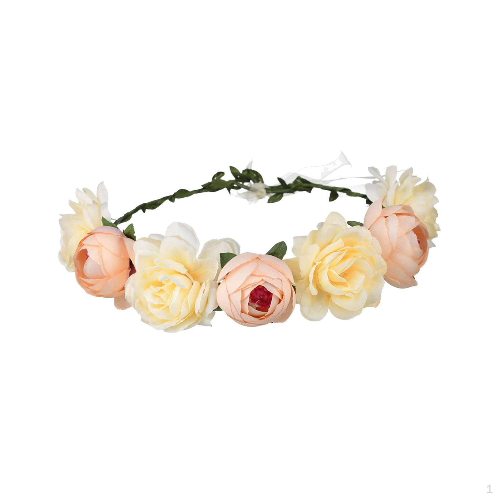

Flower Crown Garland Headpiece Hair Floral Wreath Adjusatble Headbands for Bridal шампанського