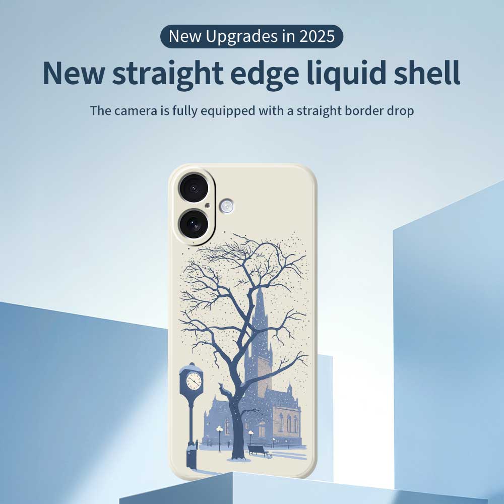 For iPhone 17 Case Street Outside The Castle Pattern Printing Straight Edge TPU Phone Back Cover