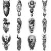 12pcs Temporary Tattoo Eagle Tattoo Realistic Temporary Tattoos Rose Tattoo Tower Tattoo Black And Grey Realism For Arm Male