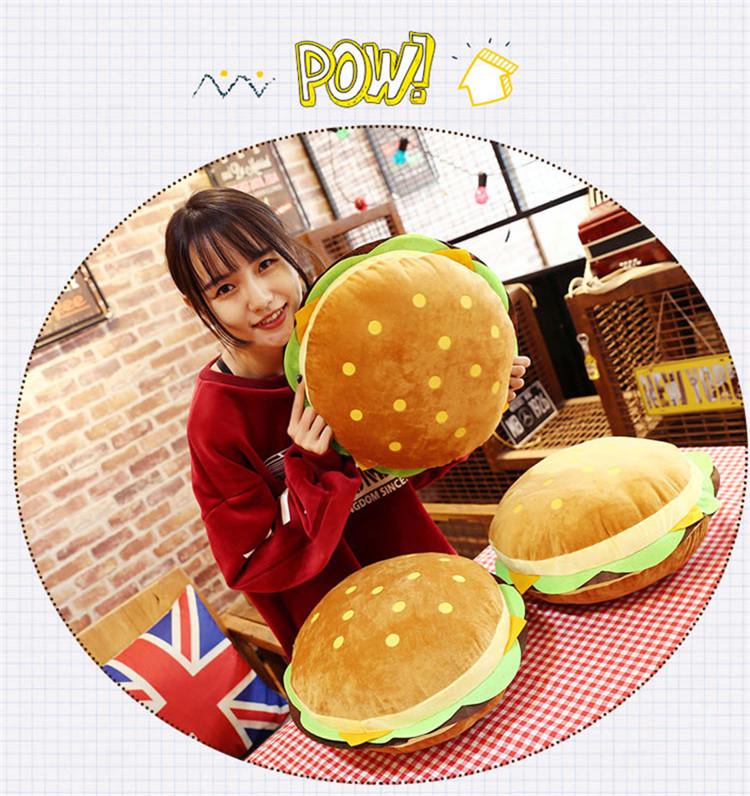 Adorable Hamburger Plush Pillow Toy - Office Lumbar Support, Children's Birthday Gift with Long Fries Design