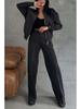 2024 Autumn/Winter Women's Casual Two-Piece Set: Zipper Jacket & Wide-Leg Pants