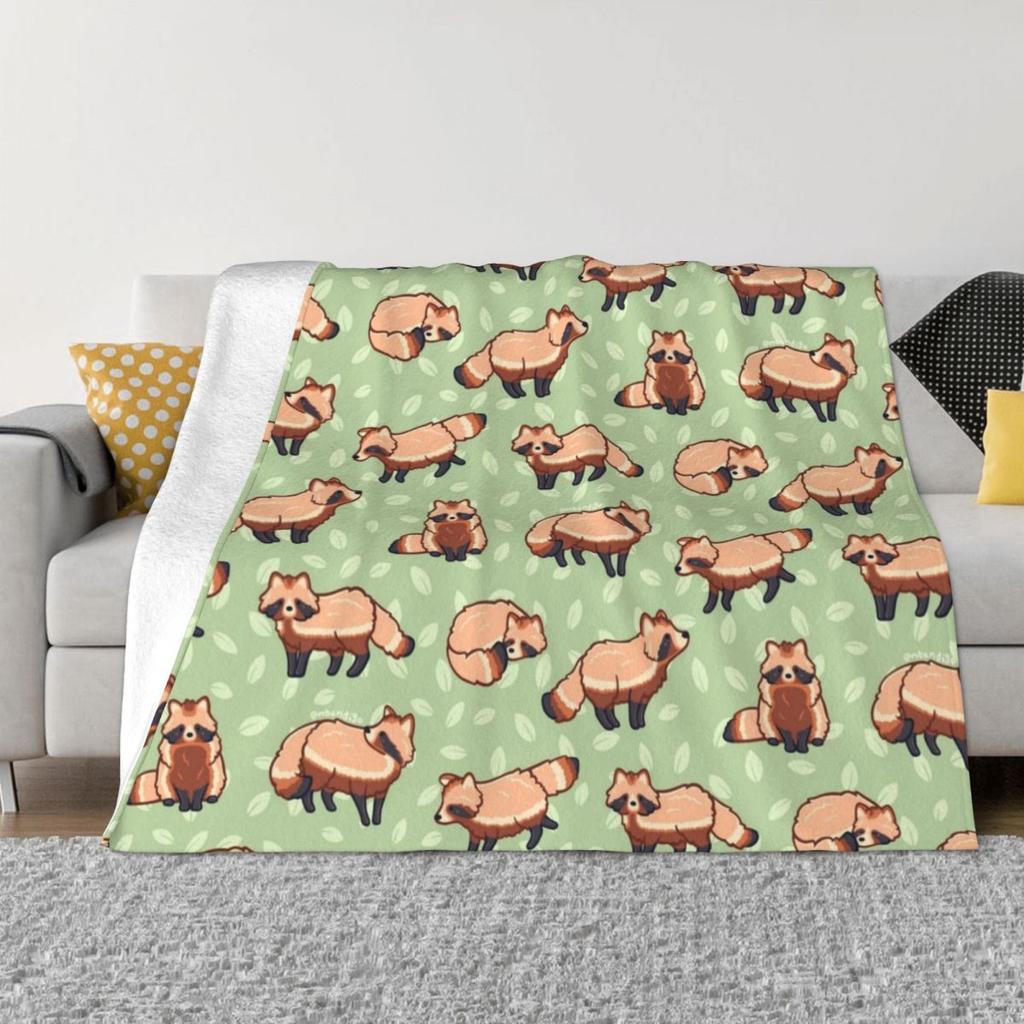 Tanuki Japan Kawaii Raccoon Blanket Animal Nature Flannel Throw Blanket Airplane Travel Decoration Soft Warm Bedspread