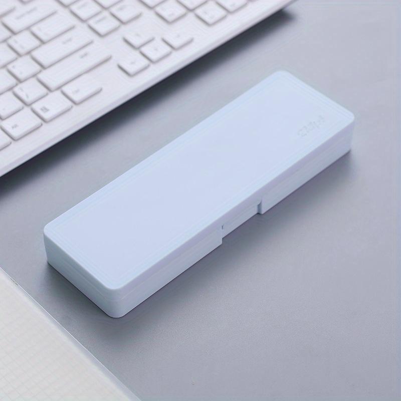 1pc Assorted Colors Plastic Pencil Case Box With Lid Snap Closure, Large Capacity School Supplies Storage Organizer Box For Kids