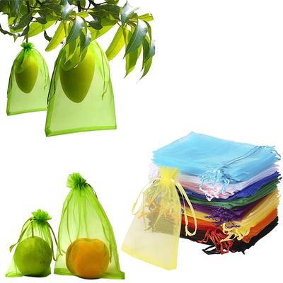 20pcs Strawberry Grapes Fruit Grow Bags Netting Mesh Vegetable Plant Protection Bags For Pest Control Anti-Bird Garden Tools