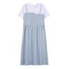 Maternity Clothing New Summer Clothing Large Size Thin Medium and Long Skirt Pregnant Mother Splicing Fake Two Pieces Loose Belly Cover Dress