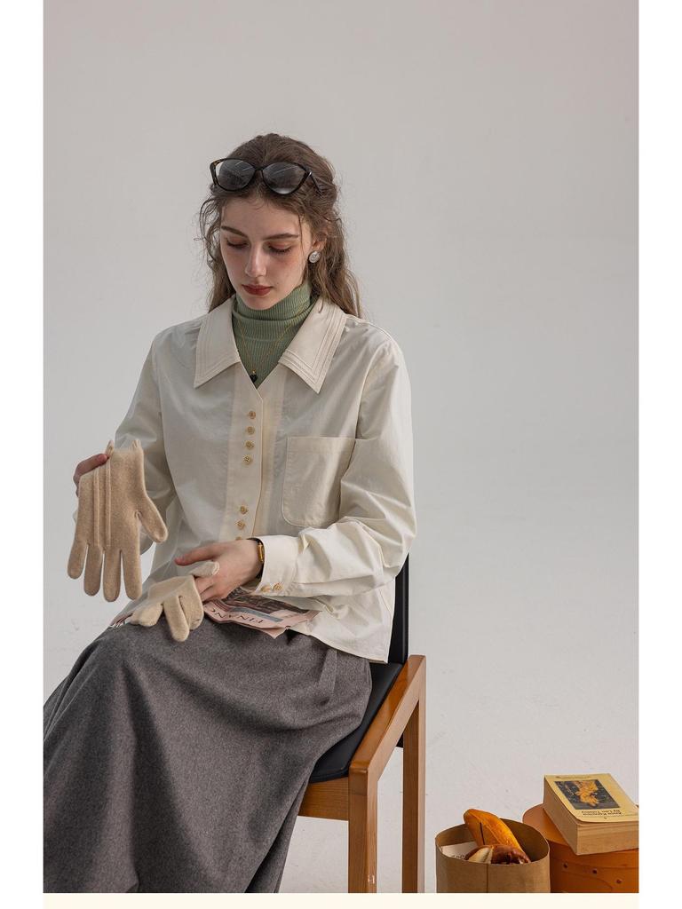 Dailyart "Blue Wave Sea Salt" Women's Embroidered Slim-fit Commute Shirt