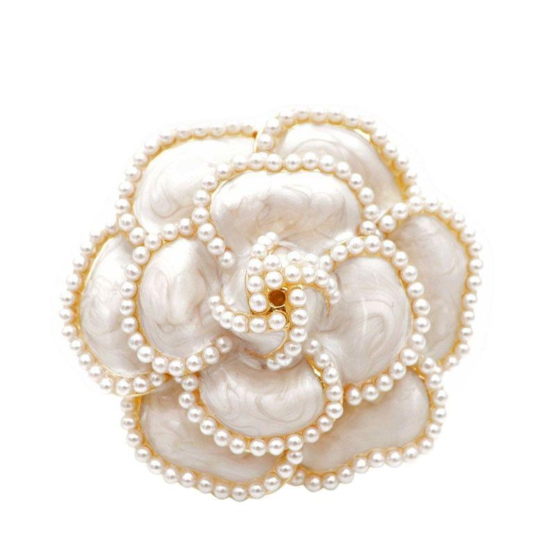 Arrival Pearl Enamel Camellia Brooches For Women Elegant Flower Pins Fashion Jewelry Coat Accessories