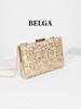 Bolsa de Festa Clutch com Lantejoulas e Contas Douradas para Mulheres