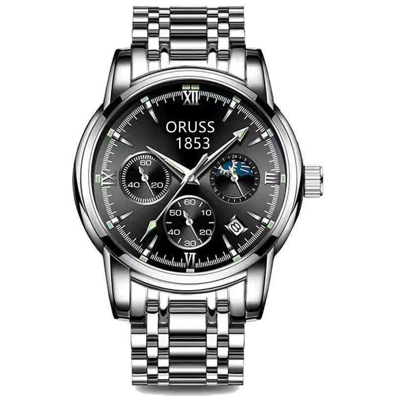 Brand Oruss Sp673 New Top Luxury Mens Watch With Box Waterproof Calendar Luminous Steel Belt Mens Quartz Watches