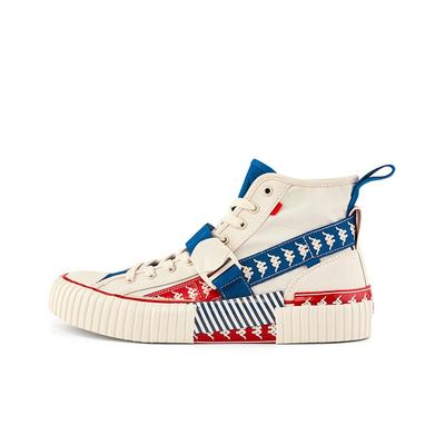 Ultra-Fine Microfiber Synthetic Leather Fabric Comfortable Wear-Resistant High-Top Canvas Shoes Unisex Sneakers White Blue K0AY5VS50-024
