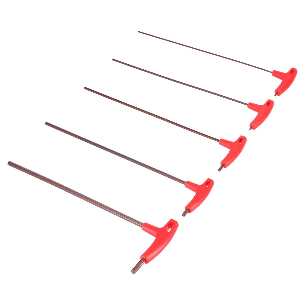 5 Stück T-Griff Sechskantschlüssel S2 legierter Stahl Flachkopfschlüssel Mechanische Reparatur Befestigungswerkzeuge