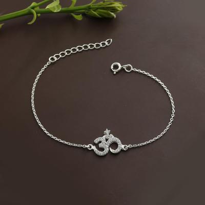 Om Silver Bracelet, 925 Sterling Silver Handmade Jewelry, Spiritual Jewelry, Women Bracelet, Gift For Her