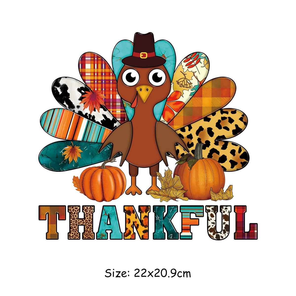 

Наклейки для глажки Нашивки с индейкой и тыквой A-Level Моющиеся толстовки Топы Термопресс своими руками Виниловые термонашивки Одежда