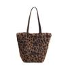 KSLAT Women's Fluffy Leopard Print Tote Bag with Fur, Large Capacity, A4 Size, Perfect for Fall and Winter, Can Be Carried Over the Shoulder, by